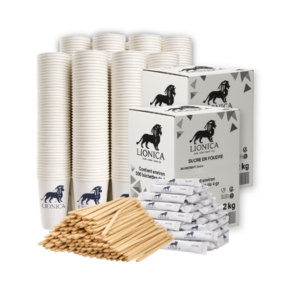 Kit accessoires café avec 1000 sachets de sucre + 1000 gobelets + 1000 agitateurs en bois